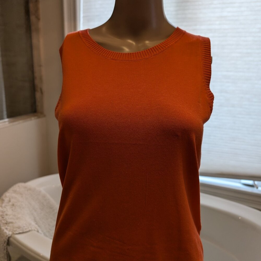 August Silk Orange Sleeveless Top Size Small